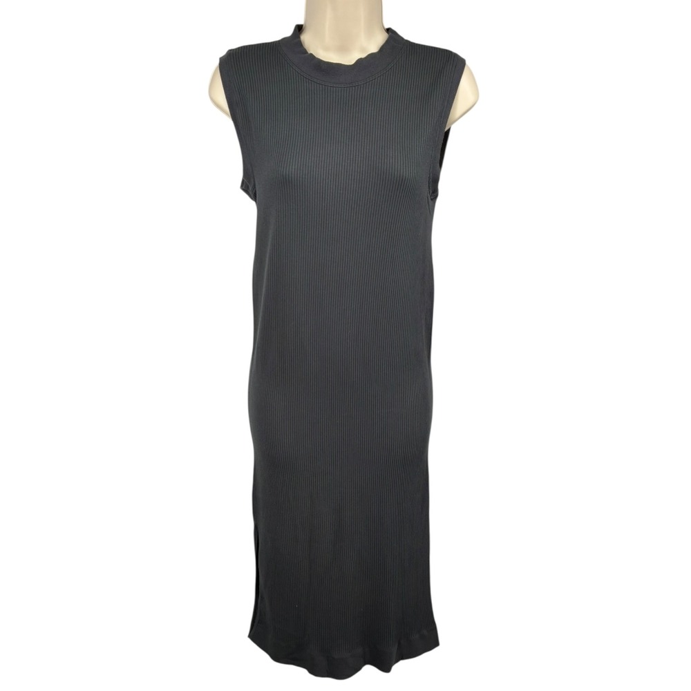 Intimately Free People Charcoal Ribbed Midi Dress Side Slit XS S Bodycon